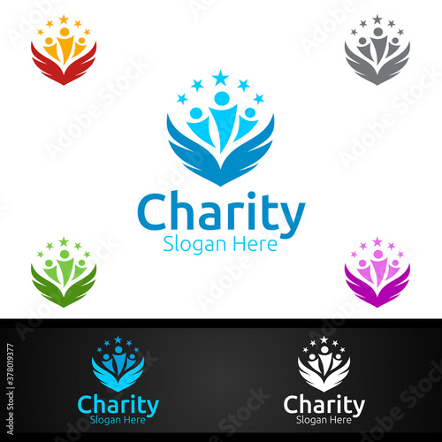 Wing Helping Hand Charity Foundation Creative Logo for Voluntary Church or Charity Donation