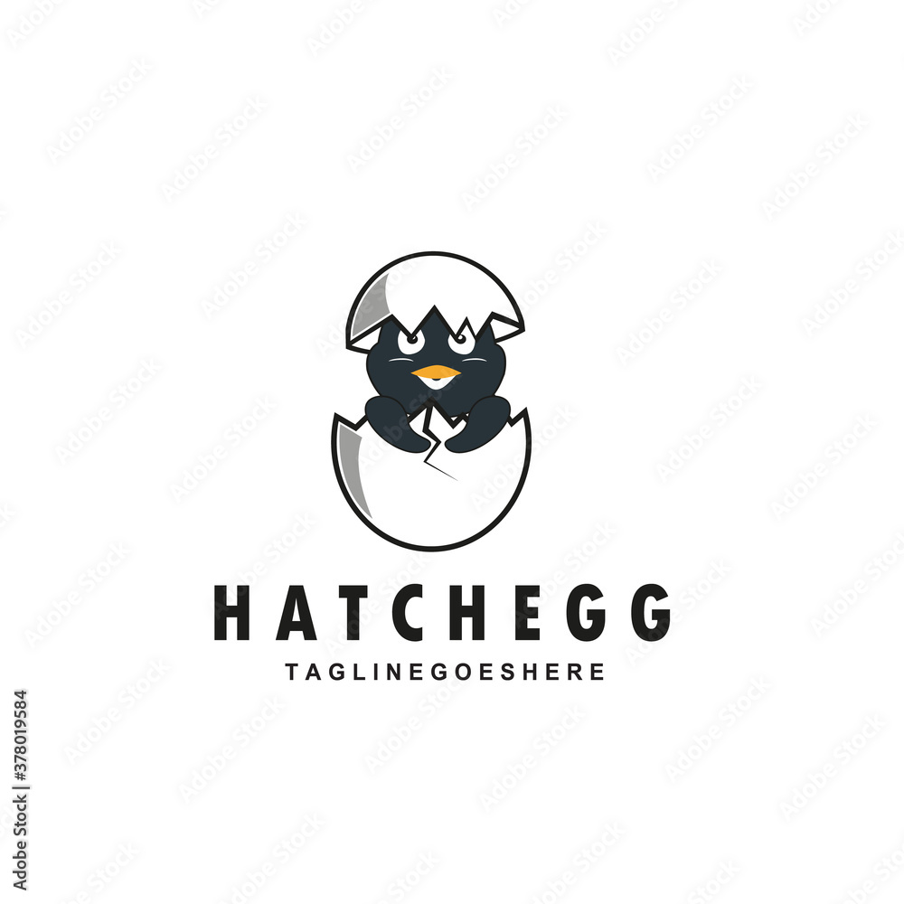 Hatch Egg Chiks Logo Design Vector

