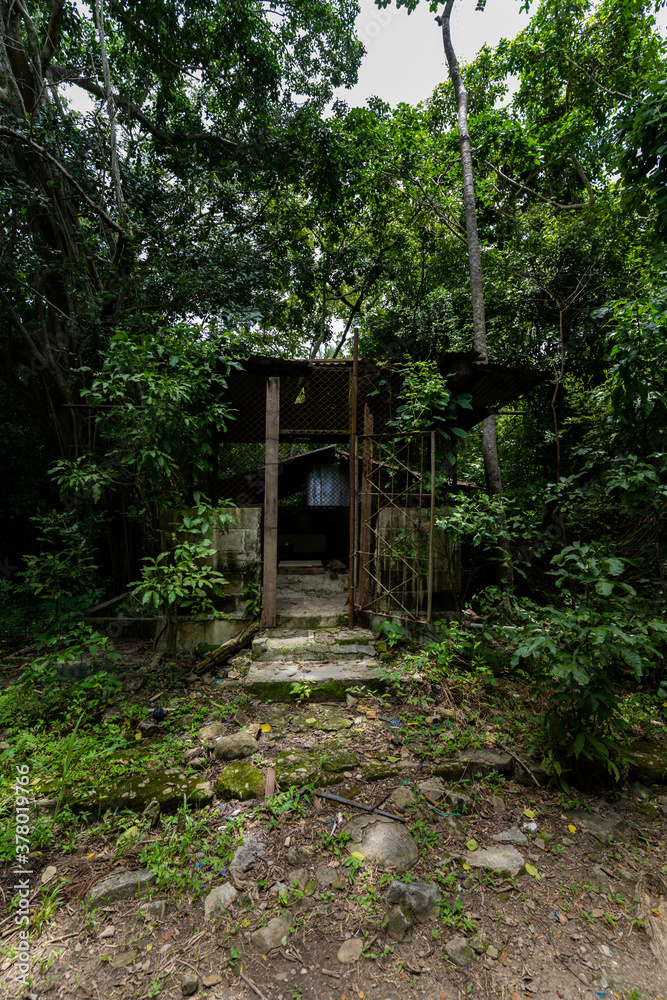 Beautiful view of the San Lucas national Ruins and forest- in Costa Rica Beautiful view of the San Lucas national Ruins and forest- in Costa Rica