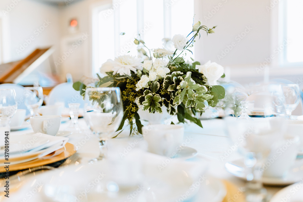 table set for a wedding reception