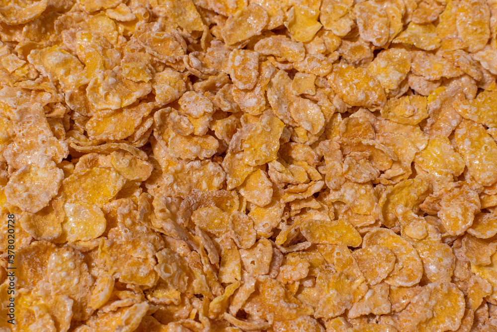 Close-up of sweet cornflakes Close-up of sweet cornflakes