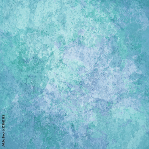 blue green background painting with distressed texture and marbled grunge, soft fog or hazy lighting and pastel colors