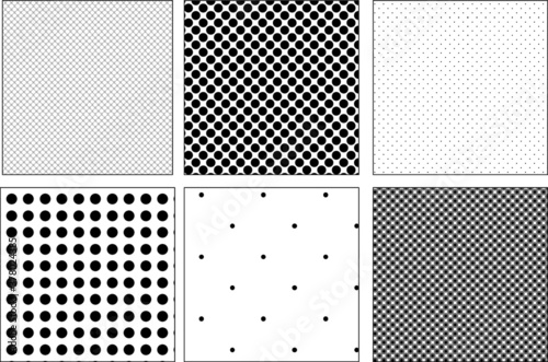 Black and white seamless polka dot pattern vector set