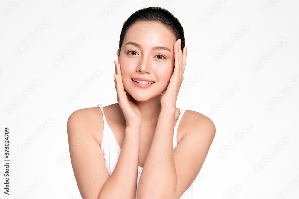 Beautiful young asian woman with clean fresh skin on white background, Face care, Facial treatment, Cosmetology, beauty and spa, Asian women portrait Beautiful young asian woman with clean fresh skin on white background, Face care, Facial treatment, Cosmetology, beauty and spa, Asian women portrait