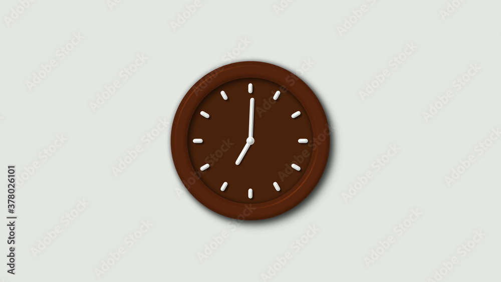 Brown dark 3d wall clock isolated on white background,wall clock Brown dark 3d wall clock isolated on white background,wall clock