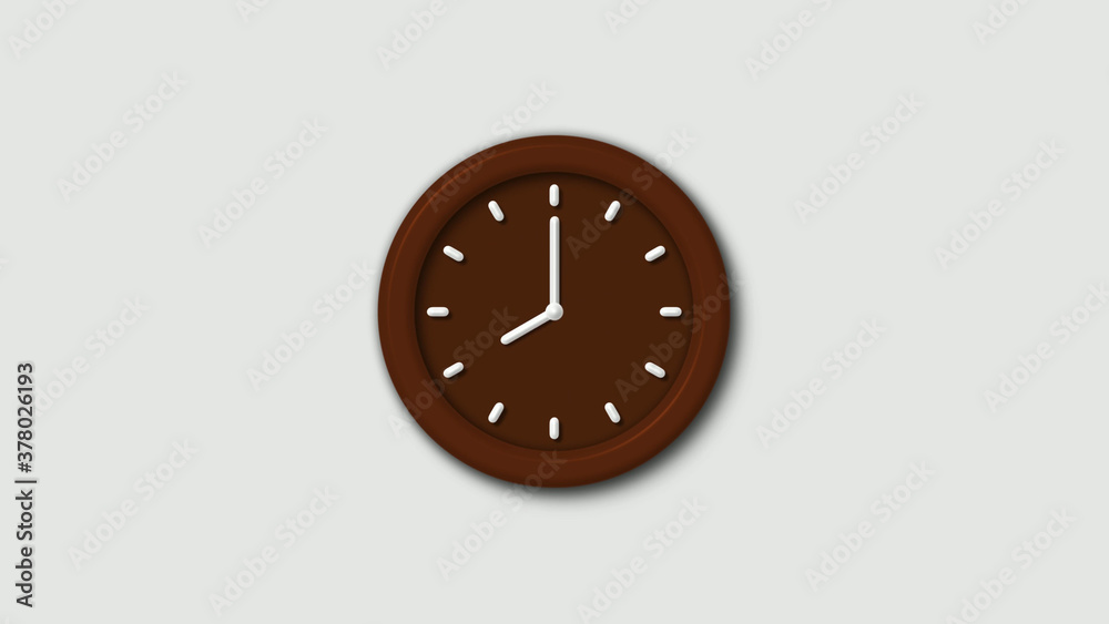 Amazing brown dark 12 hours 3d wall clock on white background,wall clock Amazing brown dark 12 hours 3d wall clock on white background,wall clock