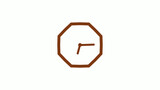 New brown dark counting down 12 hours clock icon on white background