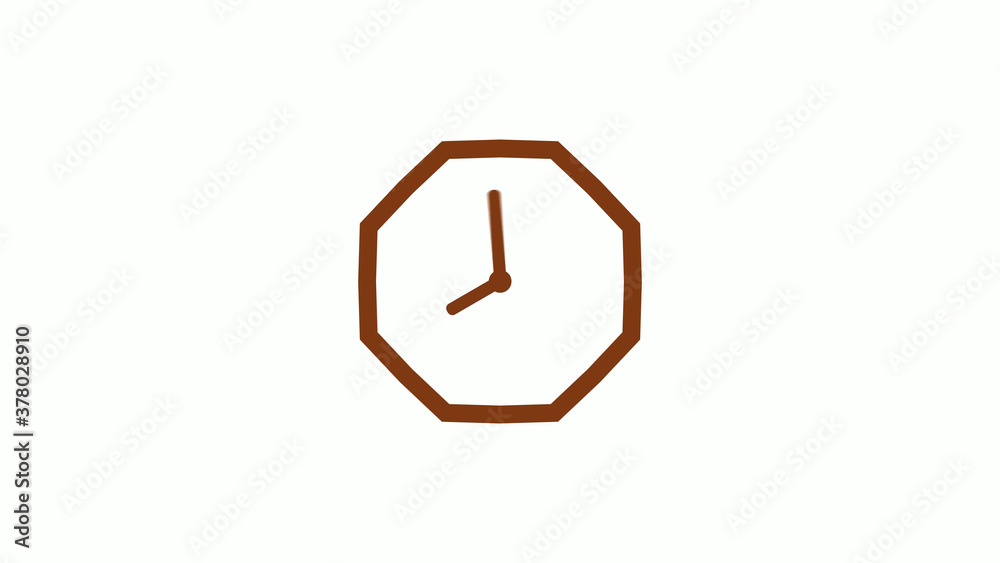 New brown dark counting down 12 hours clock icon on white background New brown dark counting down 12 hours clock icon on white background