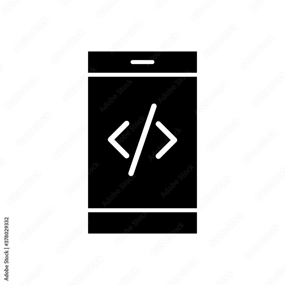 smartphone device tech with code signs silhouette style icon smartphone device tech with code signs silhouette style icon