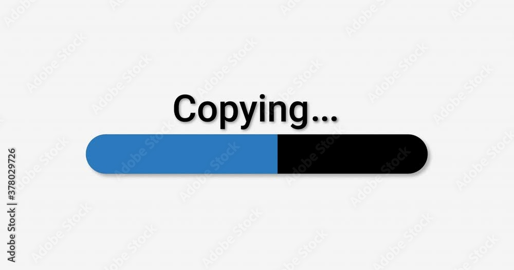 Copying progress bar computer screen animation loop isolated on white background with blue progress indicator loading in 4K Copying progress bar computer screen animation loop isolated on white background with blue progress indicator loading in 4K