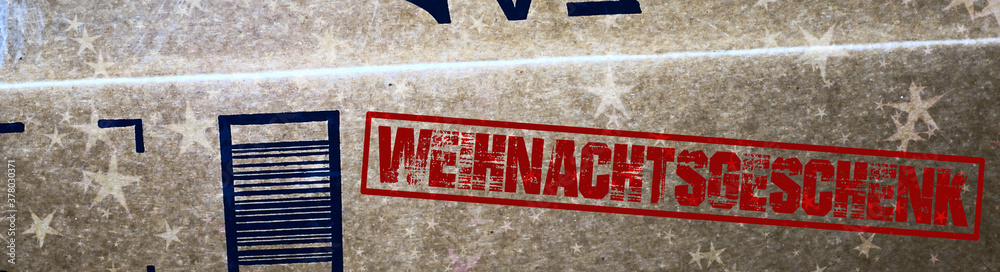 Fototapeta premium Ein Paket und Weihnachtsgeschenk