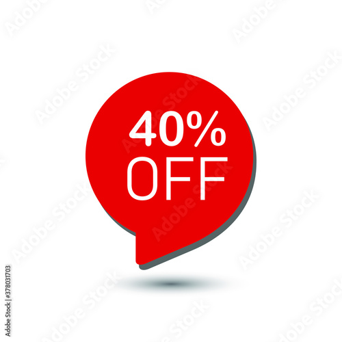 Special offer sale red tag isolated vector illustration. Sale 40% OFF discount sticker icon vector Red tag discount offer price label for graphic design, logo, web site, social media, mobile app,