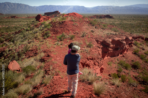 Принти на полотні person walking in the desert Los Colorados, La Rioja, Argentina