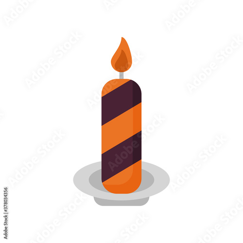 halloween candle with stripes flat style icon