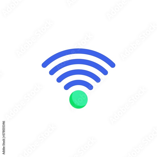 Wifi signal icon vector, filled flat sign, wireless connection bicolor pictogram, green and blue colors. Symbol, logo illustration