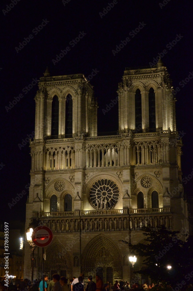 August 23, 2012: Notre Dame Cathedral in Paris with its unique architecture in the world