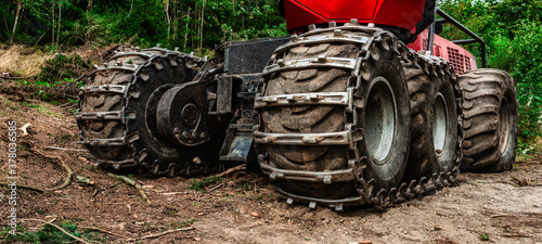 Holzvollernter Waldarbeit Maschine photo