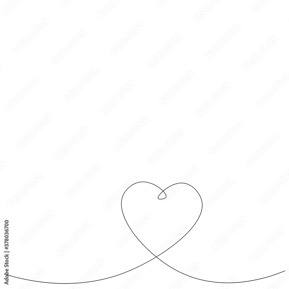 Heart background line drawing, vector illustration
