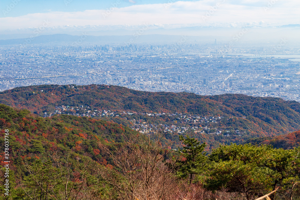 六甲山山頂から大阪方面を望む