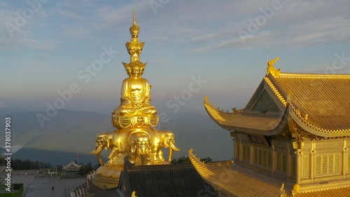 drone view of emei mountain jinding scenic photo