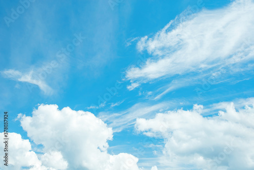 Fototapeta Naklejka Na Ścianę i Meble -  divine sky. clear blue sky with Cumulus clouds before a thunderstorm. Storm clouds in the sky