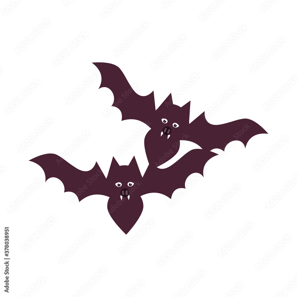 halloween bats flying flat style