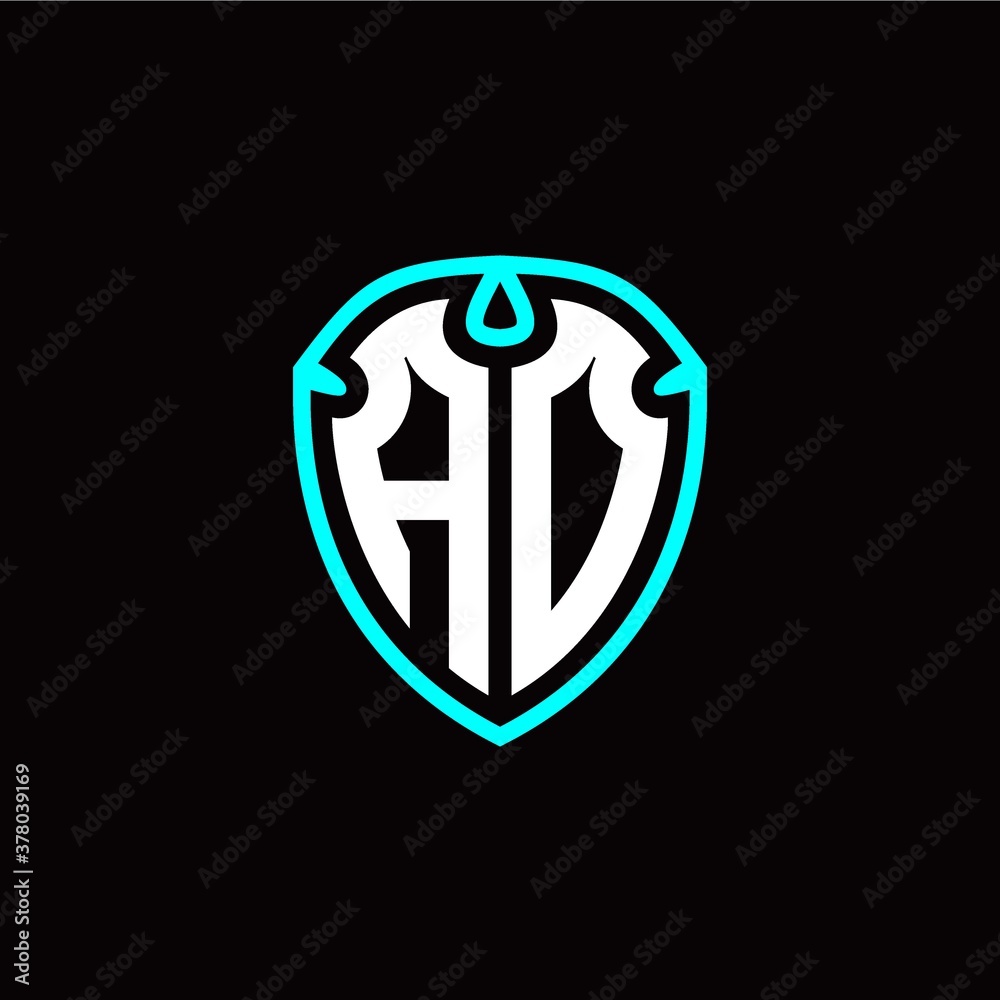 Initial A O letter with shield modern style logo template vector Initial A O letter with shield modern style logo template vector