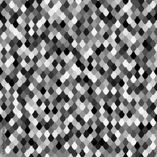 Abstract scale pattern. Monochrome squama texture. Grayscale seamless pattern