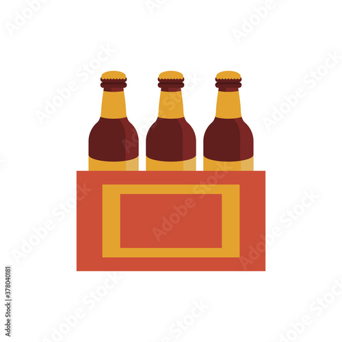 beers bottles in pack flat style icon