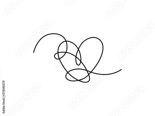 Heart Icon Vector illustration. line Hearts Love symbol. Valentine's Day sign, emblem isolated on white background with shadow, Flat style for graphic and web design, tattoo. EPS10 black pictogram.