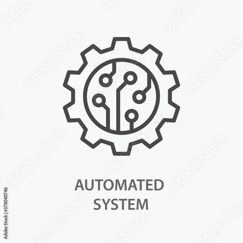 Automated system line icon on white background.