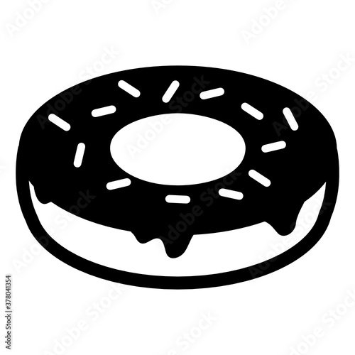 Fototapeta Naklejka Na Ścianę i Meble -  
Chocolate doughnut icon style, confectionery item, 
