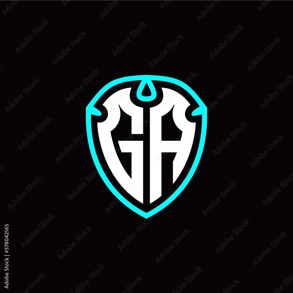 Initial G A letter with shield modern style logo template vector