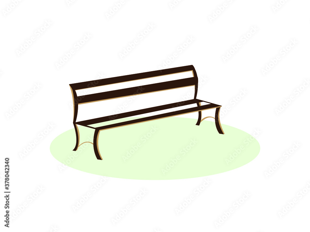 Brown wooden bench Vector illustration. bench in the park. emblem isolated on white background , Flat style for cartoon, graphic and web design. EPS10 Brown wooden bench Vector illustration. bench in the park. emblem isolated on white background , Flat style for cartoon, graphic and web design. EPS10