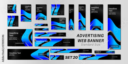 web banner standard size, abstract vector background for advertising.