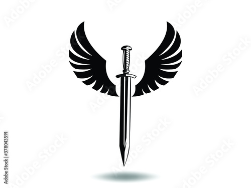 knight sword Icon Vector illustration. cartoon king sword silhouette sign, emblem isolated on white background, Flat style for graphic and web design, logo.