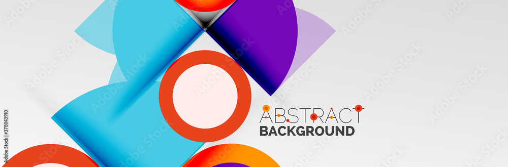 Bright color circles, abstract round shapes and triangles composition with shadow effects. Vector modern geometric design template Bright color circles, abstract round shapes and triangles composition with shadow effects. Vector modern geometric design template
