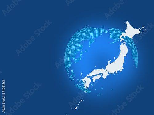 世界地図と日本列島を配しグローバルなビジネス背景