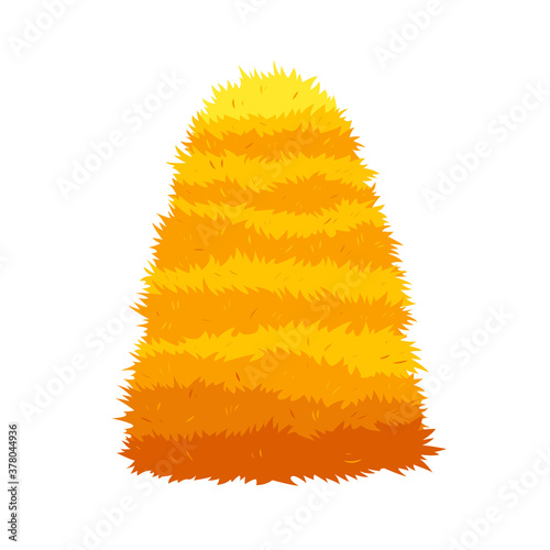 Haystack isolated on white background. Flat vector illustration dried haystack. Farming haymow bale hayloft, agricultural rural haycock. A supply of feed for livestock, the object of agriculture
