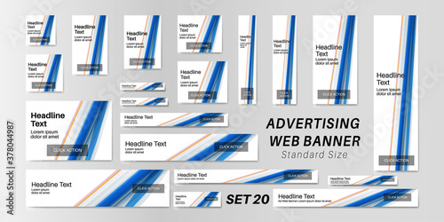 web banner standard size, abstract vector background for advertising.