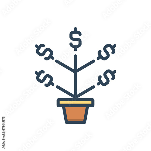 Color illustration icon for growth