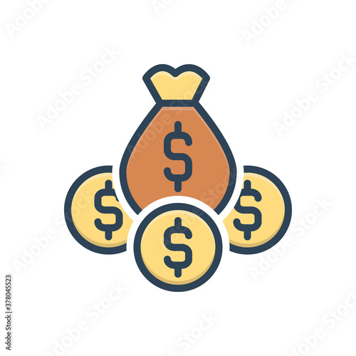 Color illustration icon for money