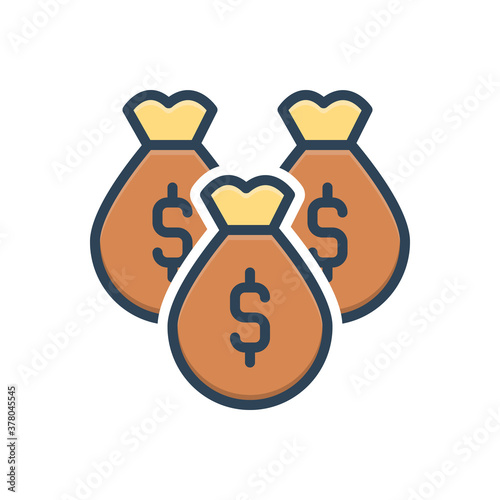 Color illustration icon for money bag