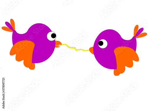 Set of cartoon images of brid. Vector illustration. For teaching media, making books for children.