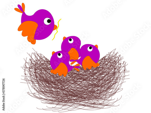 Set of cartoon images of brid. Vector illustration. For teaching media, making books for children.