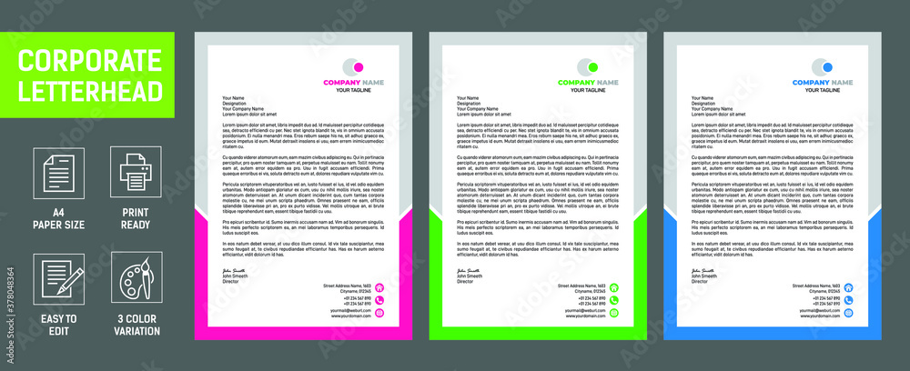 Modern Creative & Clean business style letterhead bundle of your corporate project design. set to print with vector & illustration. corporate letterhead bundle.