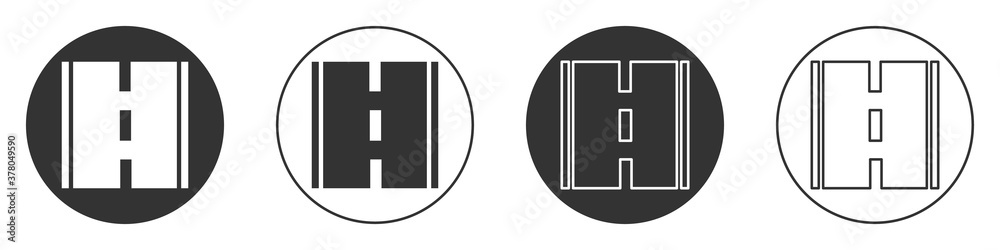 Black Road icon isolated on white background. Circle button. Vector. Black Road icon isolated on white background. Circle button. Vector.