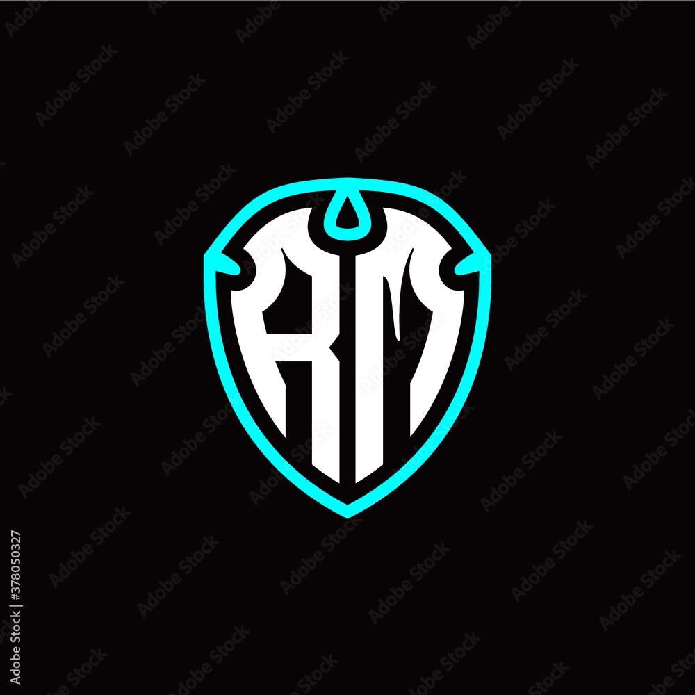 Initial R M letter with shield modern style logo template vector Initial R M letter with shield modern style logo template vector