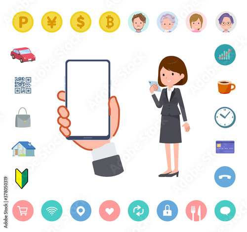 flat type business women_Look at mobile