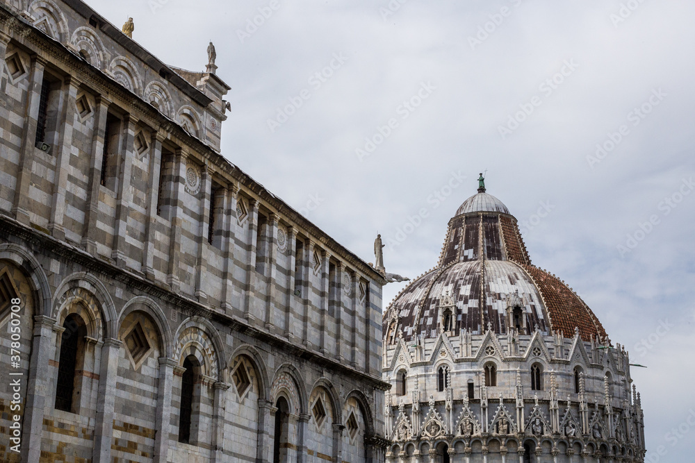 View of Pisa Cathedral and Baptistery, Piazza dei Miracoli